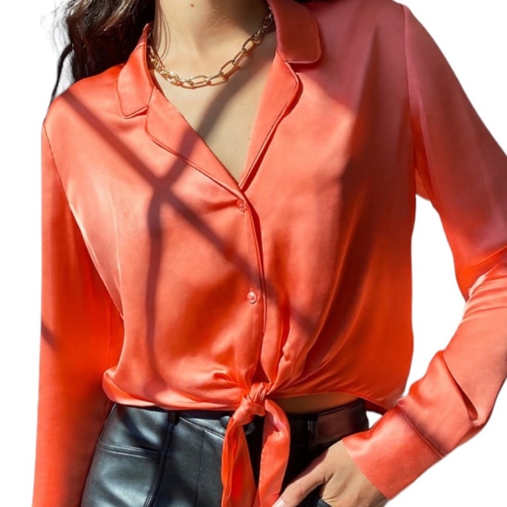 Aritzia - Wilfred - Tie Front Shirt - Fresco Pink